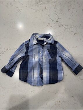 First Impressions Blue Plaid Button-Down Shirt for Kids